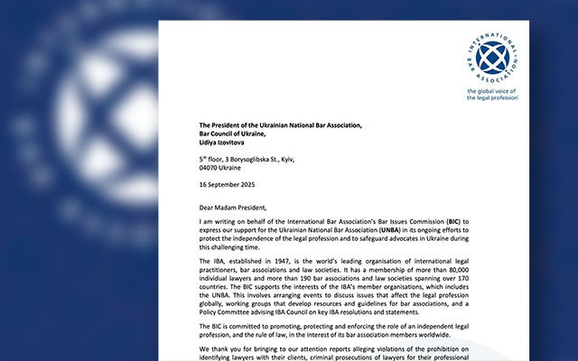 IBA supported the UNBA: advocates should not be identified with their clients